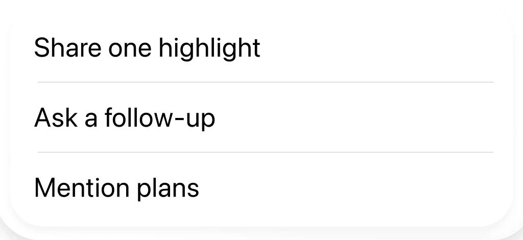 Detail of conversation hints in the tellem iOS app